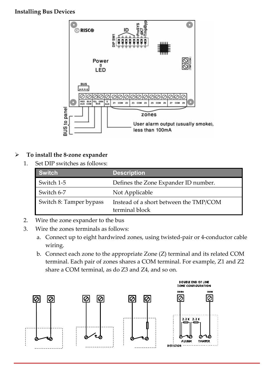 Installing bus devices | RISCO Group LightSYS 2 User Manual | Page 42 / 256