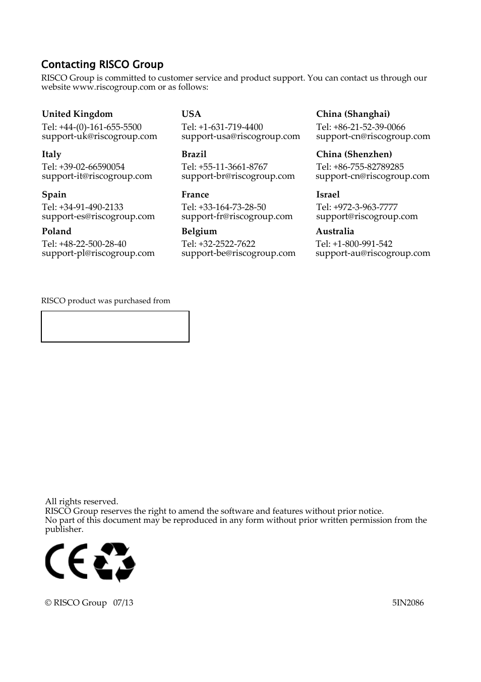 RISCO Group LightSYS Ver 2.xx User Manual | Page 28 / 28