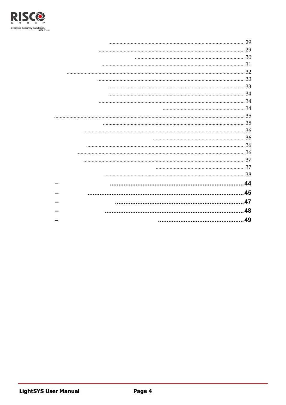 RISCO Group LightSYS User Manual | Page 4 / 52