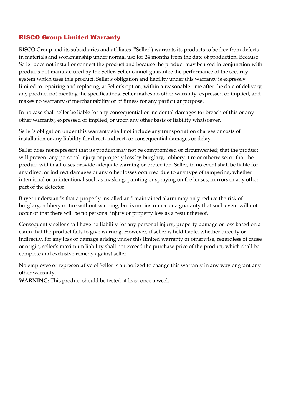 RISCO Group LightSYS User Manual | Page 51 / 52