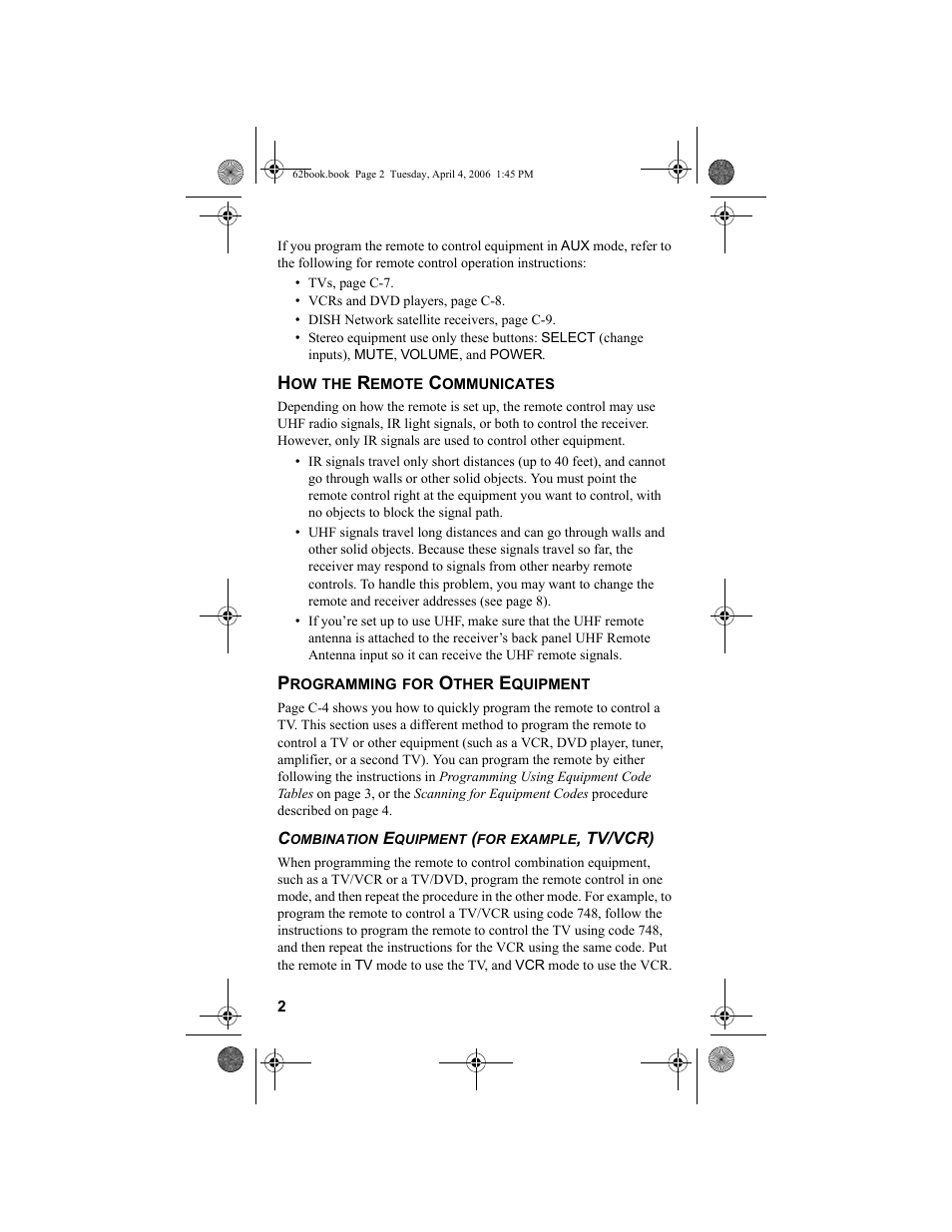 How the remote communicates, Programming for other equipment | Dish Network DVR 942 User Manual | Page 12 / 34