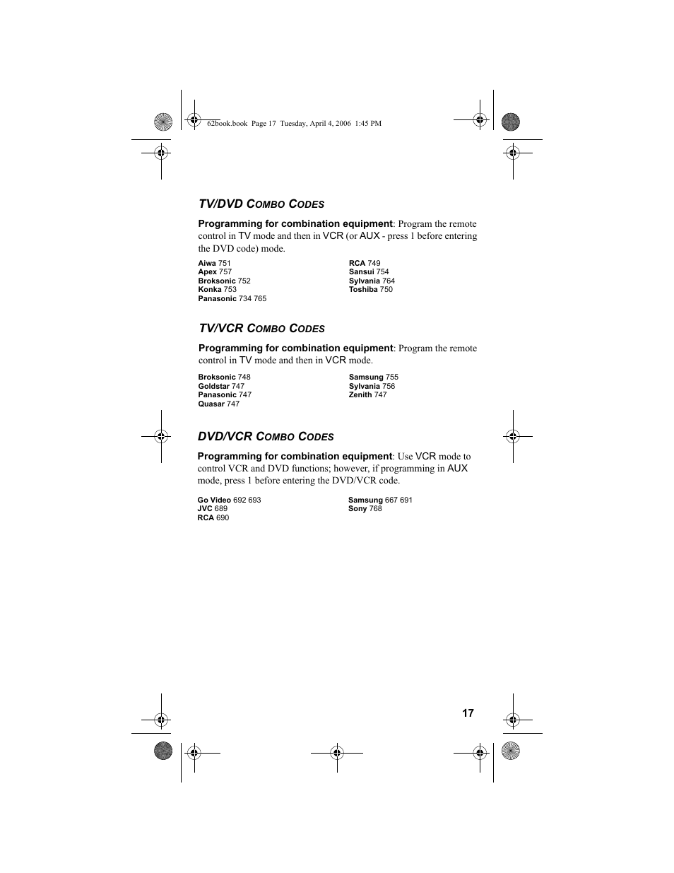 Tv/dvd c, Dvd/vcr c, Tv/vcr c | Dish Network DVR 942 User Manual | Page 27 / 34