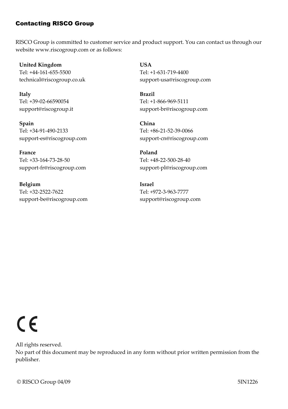 RISCO Group USB Adaptor User Manual | Page 8 / 8