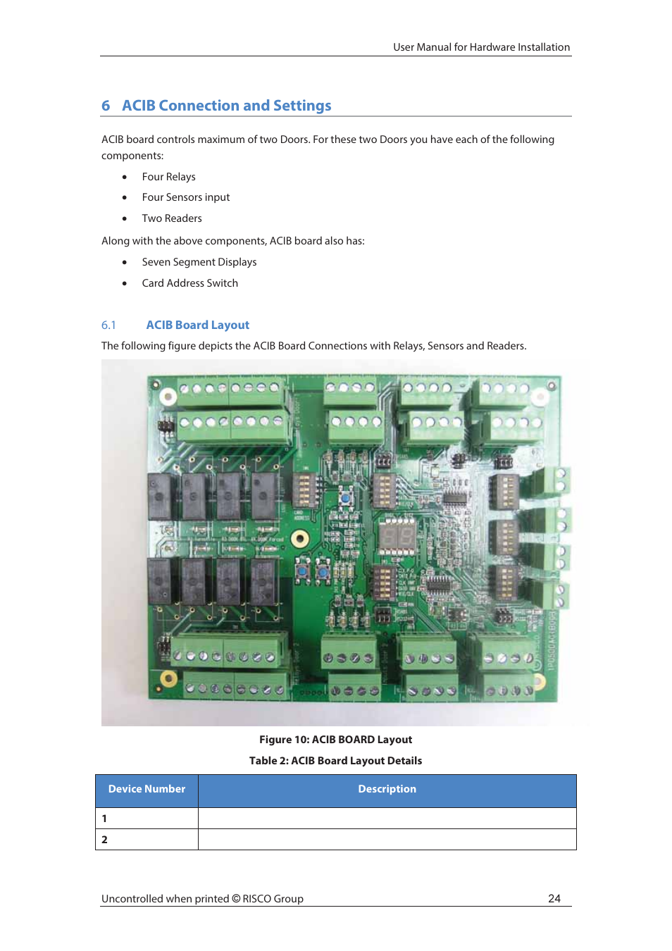 6acib connection and settings | RISCO Group axesplus® User Manual | Page 25 / 65