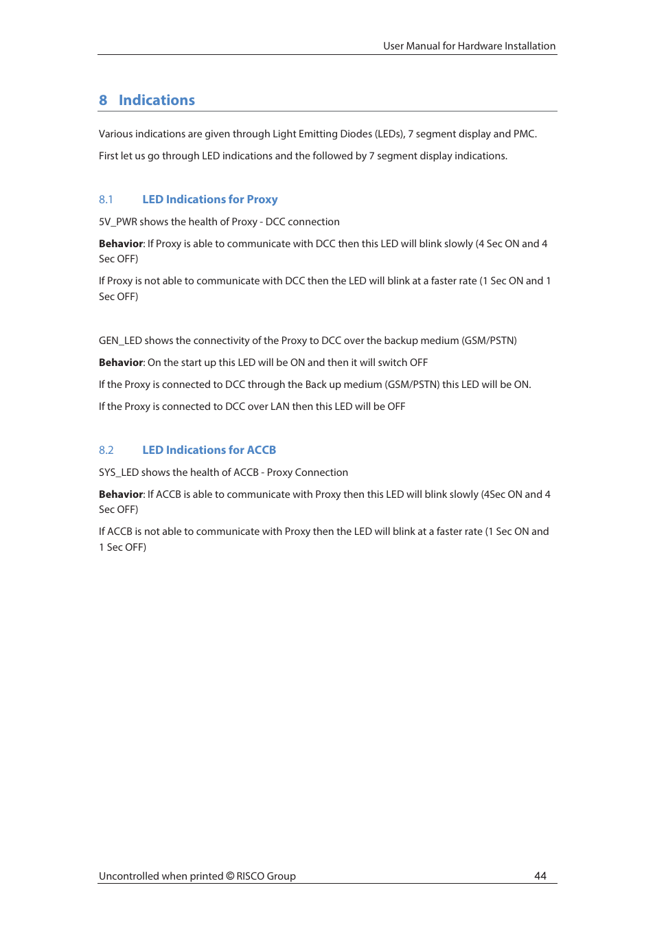 8indications | RISCO Group axesplus® User Manual | Page 45 / 65