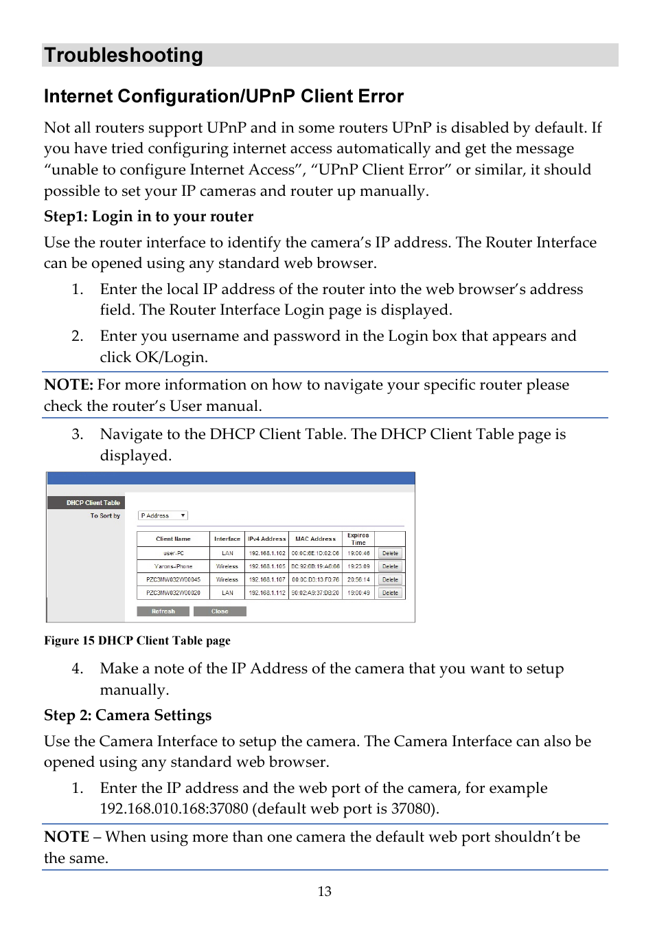 Troubleshooting, Internet configuration/upnp client error | RISCO Group Bullet Outdoor RVCM52E User Manual | Page 15 / 24