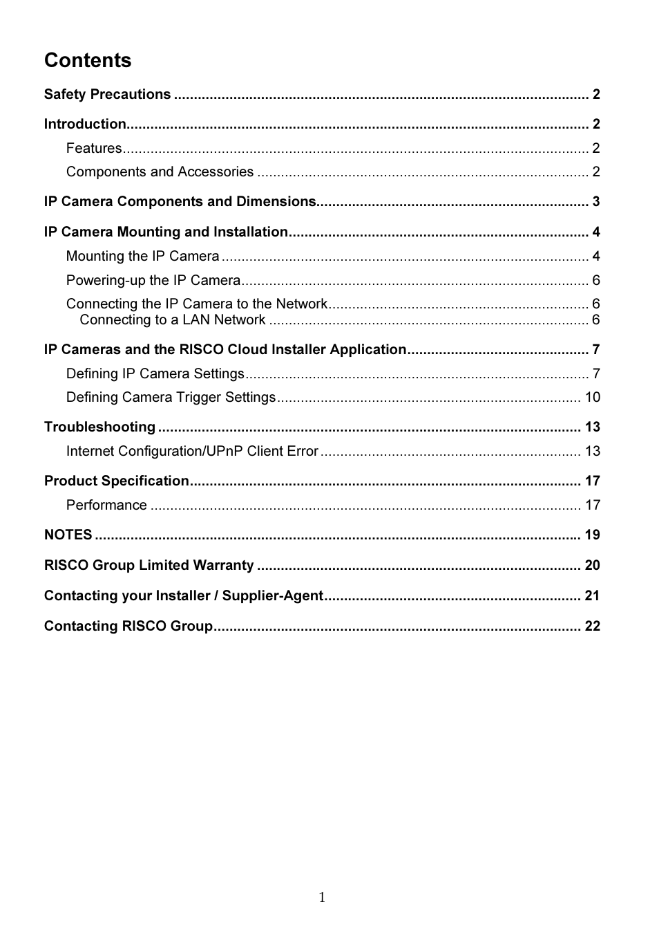 RISCO Group Bullet Outdoor RVCM52E User Manual | Page 3 / 24