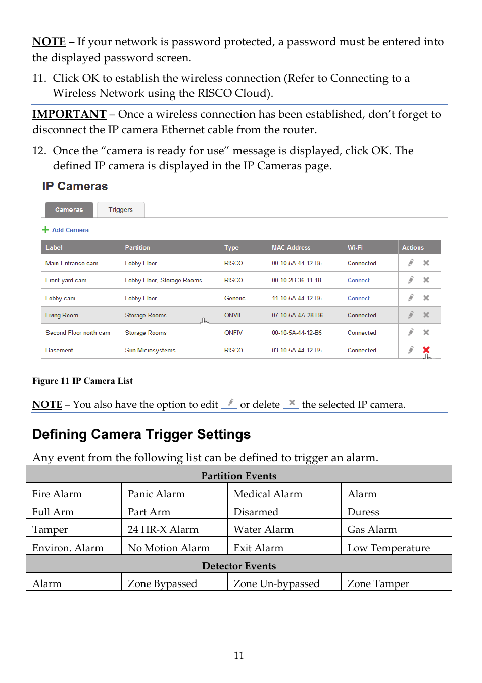 Defining camera trigger settings | RISCO Group Cube Indoor RVCM11H User Manual | Page 13 / 24