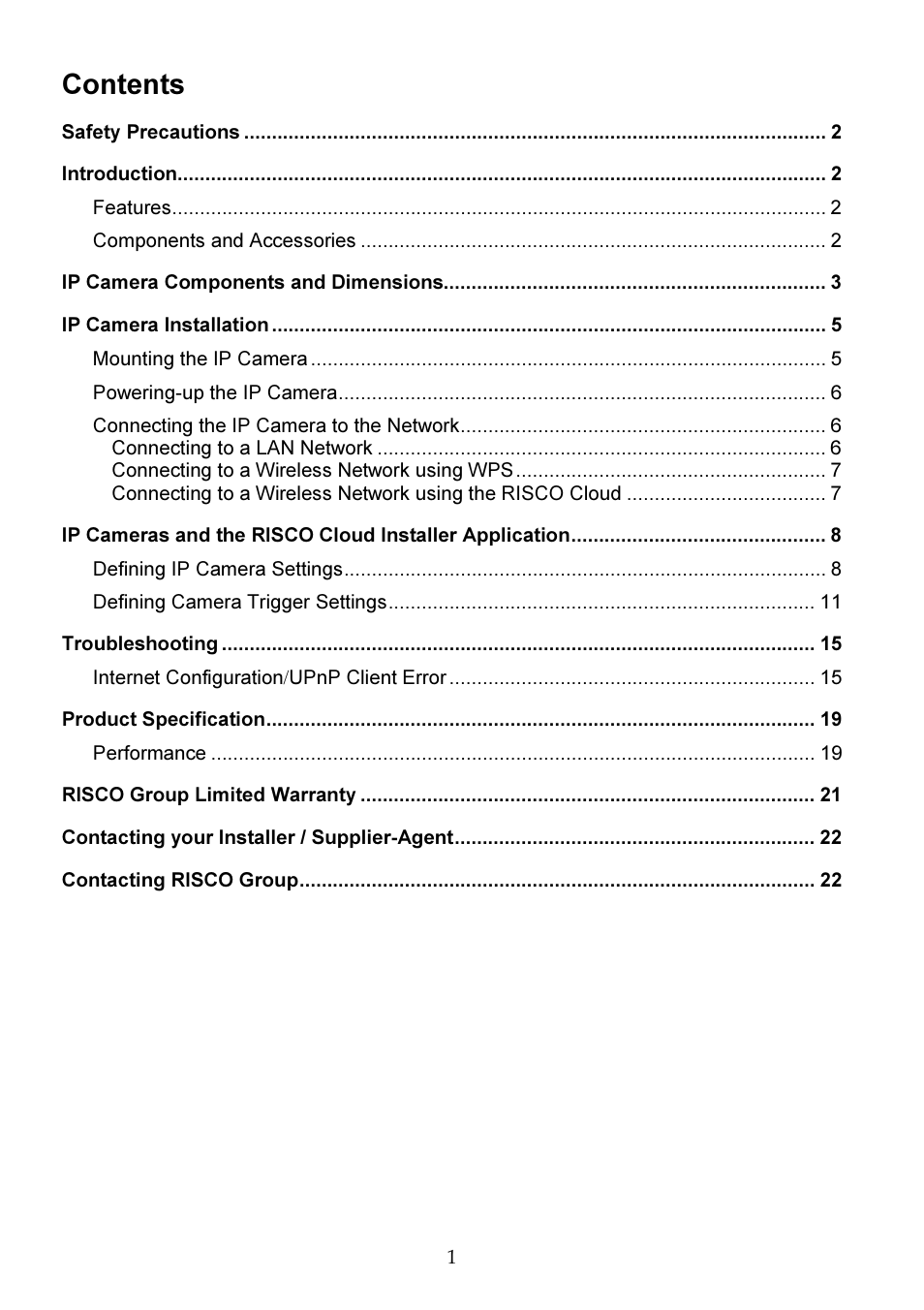 RISCO Group Cube Indoor RVCM11H User Manual | Page 3 / 24