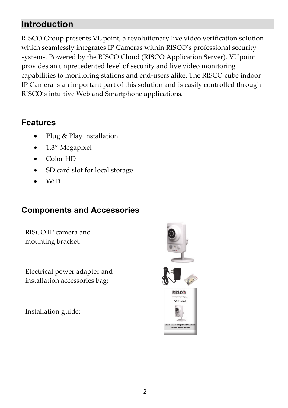 Introduction | RISCO Group Cube Indoor RVCM11H User Manual | Page 4 / 24