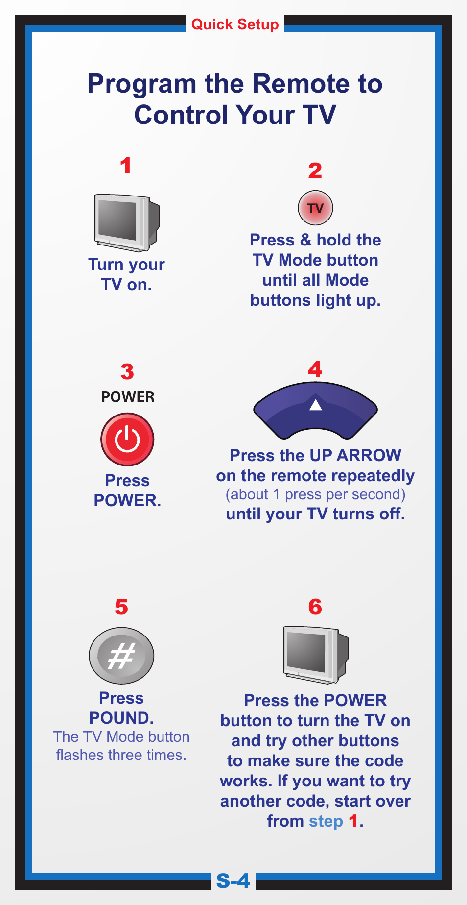 167820_01_6.4 guide_s4, Program the remote to control your tv | Dish Network 6.4 User Manual | Page 7 / 48