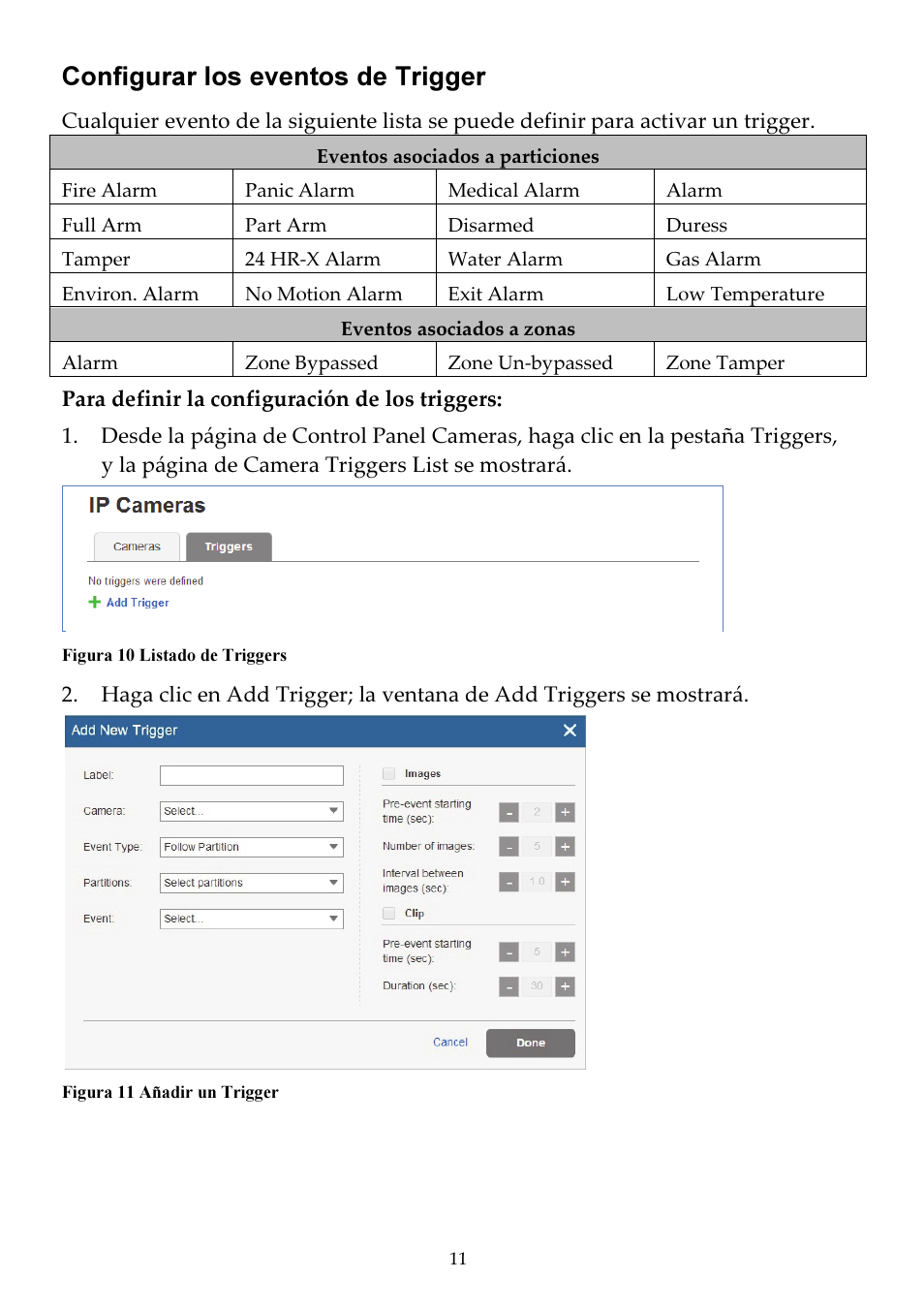 Configurar los eventos de trigger | RISCO Group VUpoint Bullet Outdoor IP Camera RVCM52E User Manual | Page 65 / 76