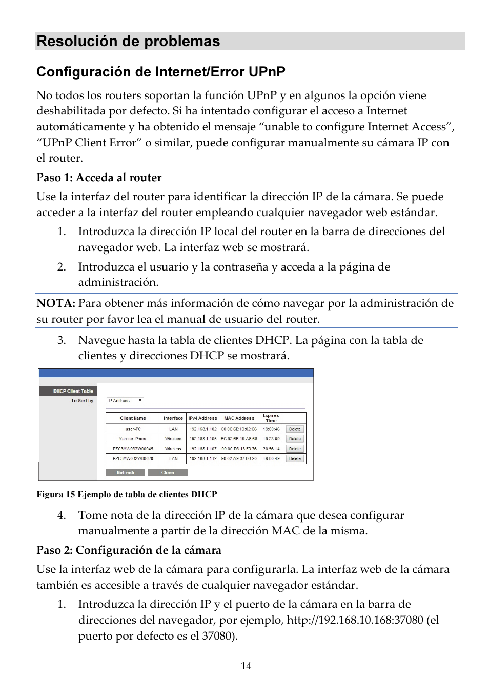 Resolución de problemas, Configuración de internet/error upnp | RISCO Group VUpoint Bullet Outdoor IP Camera RVCM52E User Manual | Page 68 / 76