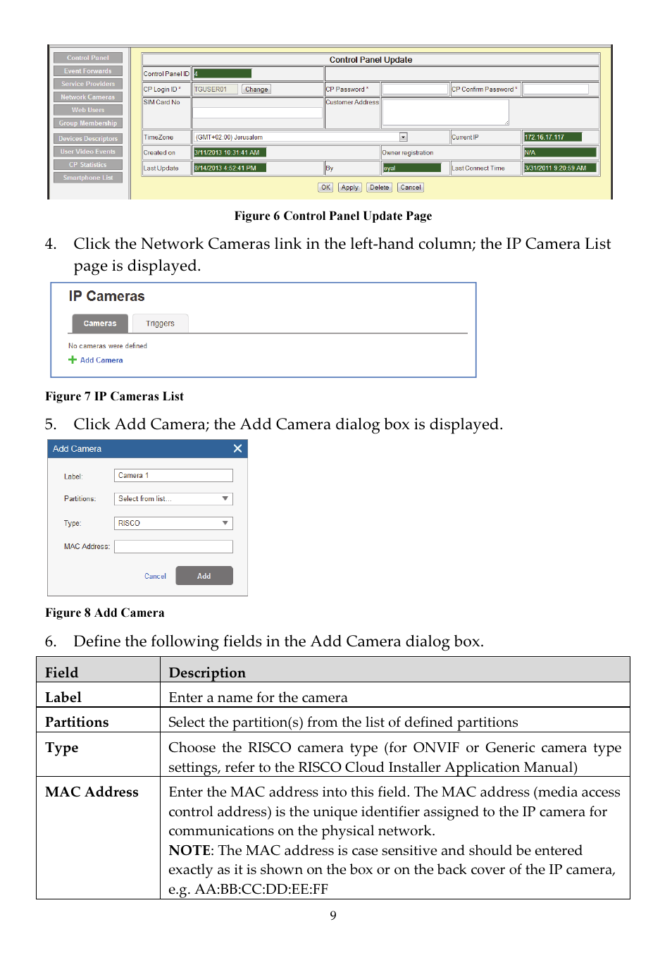 RISCO Group VUpoint Bullet Outdoor IP Camera RVCM52E User Manual | Page 9 / 76