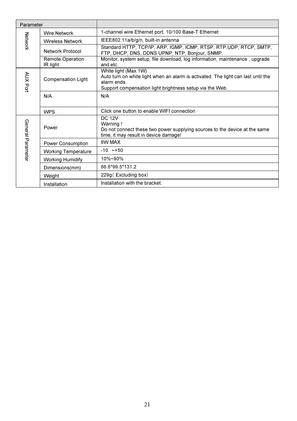 RISCO Group VUpoint Indoor IP Camera RVCM11H User Manual | Page 21 / 92