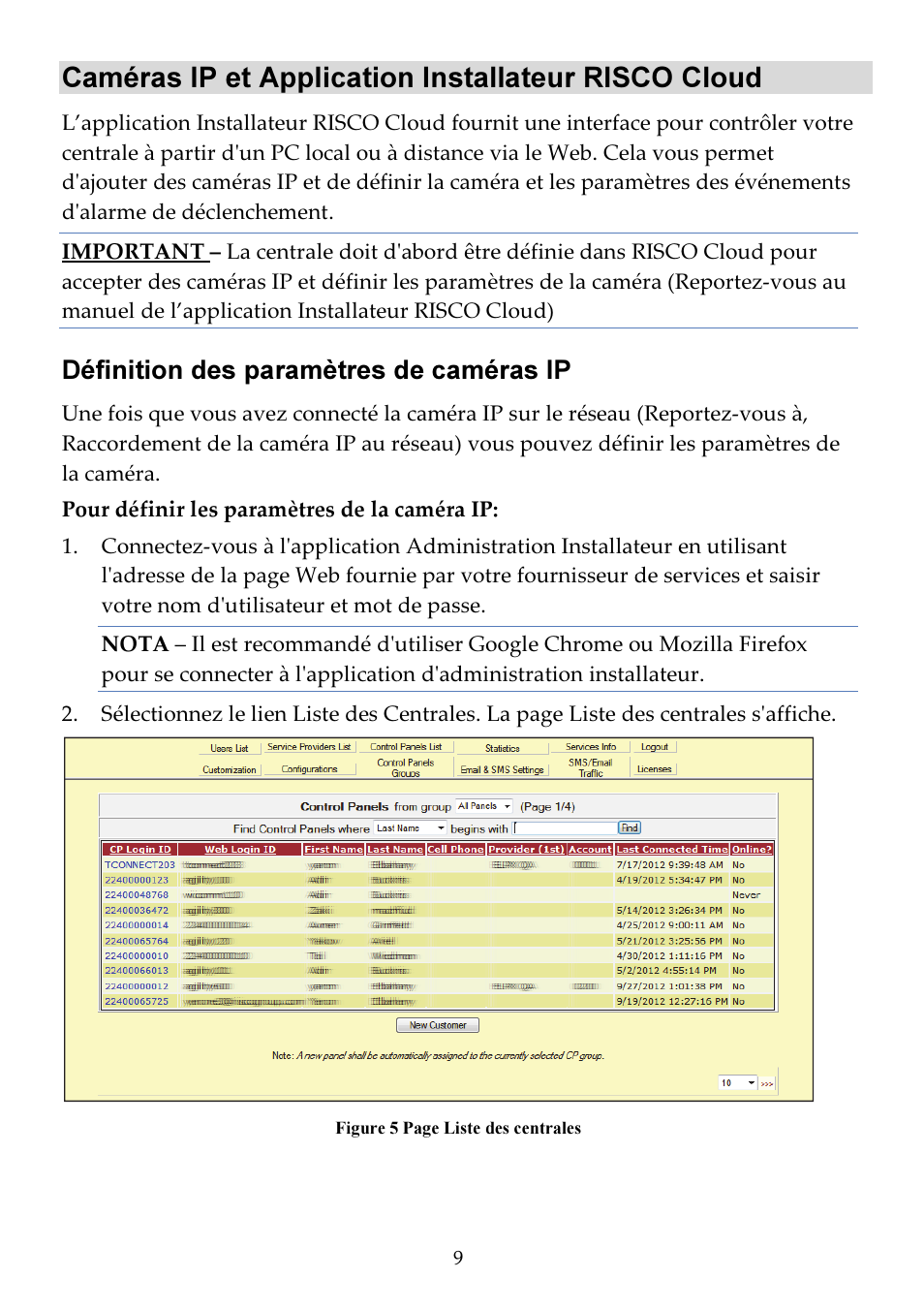 Caméras ip et application installateur risco cloud, Définition des paramètres de caméras ip | RISCO Group VUpoint Indoor IP Camera RVCM11H User Manual | Page 31 / 92