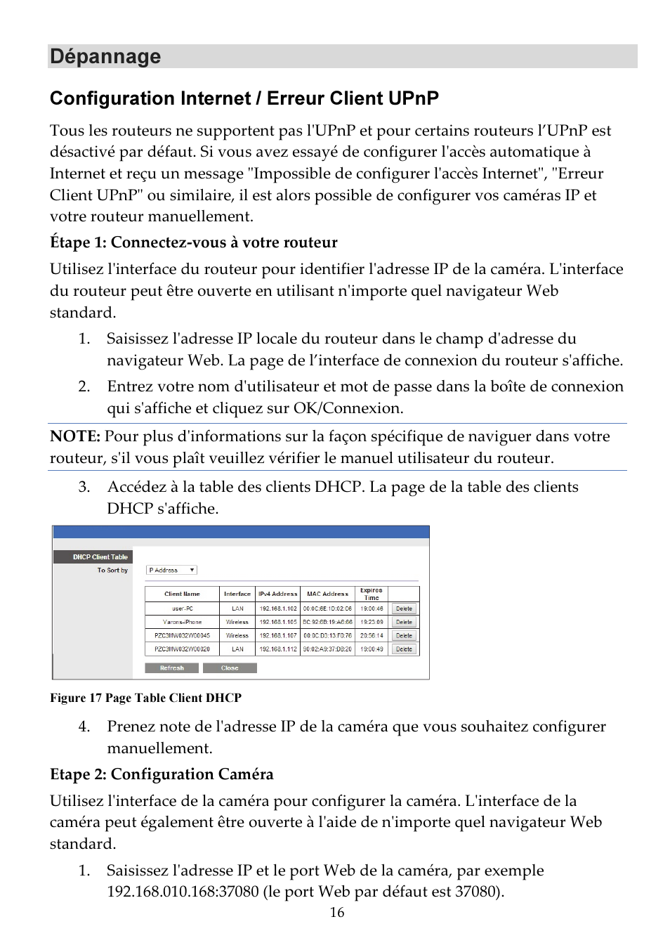 Dépannage, Configuration internet / erreur client upnp | RISCO Group VUpoint Indoor IP Camera RVCM11H User Manual | Page 38 / 92