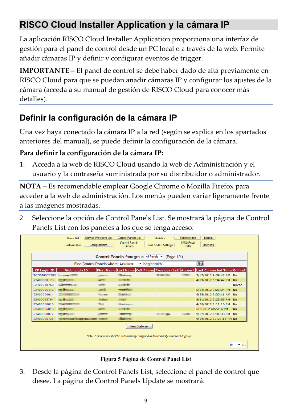 Risco cloud installer application y la cámara ip, Definir la configuración de la cámara ip | RISCO Group VUpoint Indoor IP Camera RVCM11H User Manual | Page 75 / 92