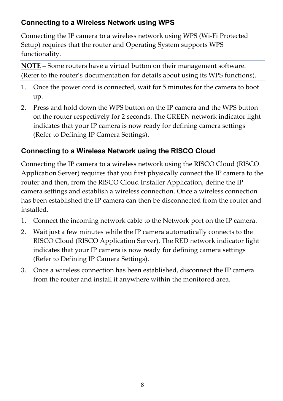 RISCO Group VUpoint Indoor IP Camera RVCM11H User Manual | Page 8 / 92