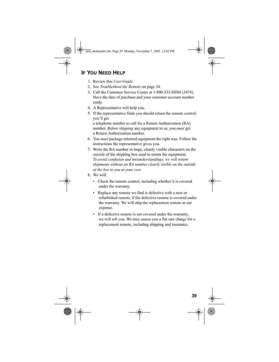 If you need help, Review this user guide, A representative will help you | We will | Dish Network 3.2 User Manual | Page 40 / 46