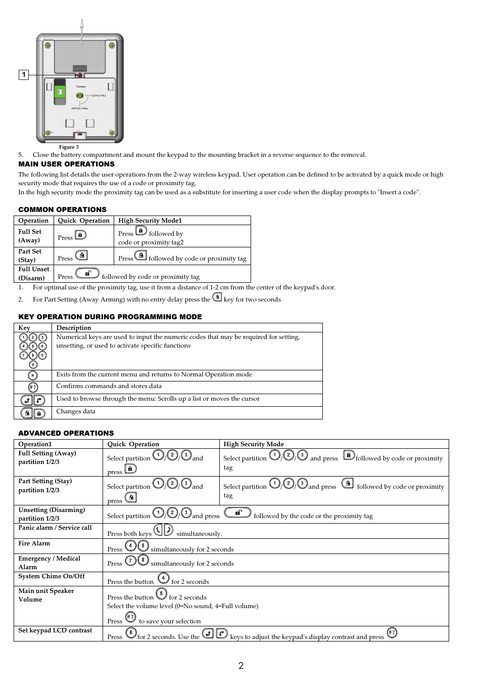 RISCO Group Agility 2-Way Wireless Keypad User Manual | Page 2 / 4