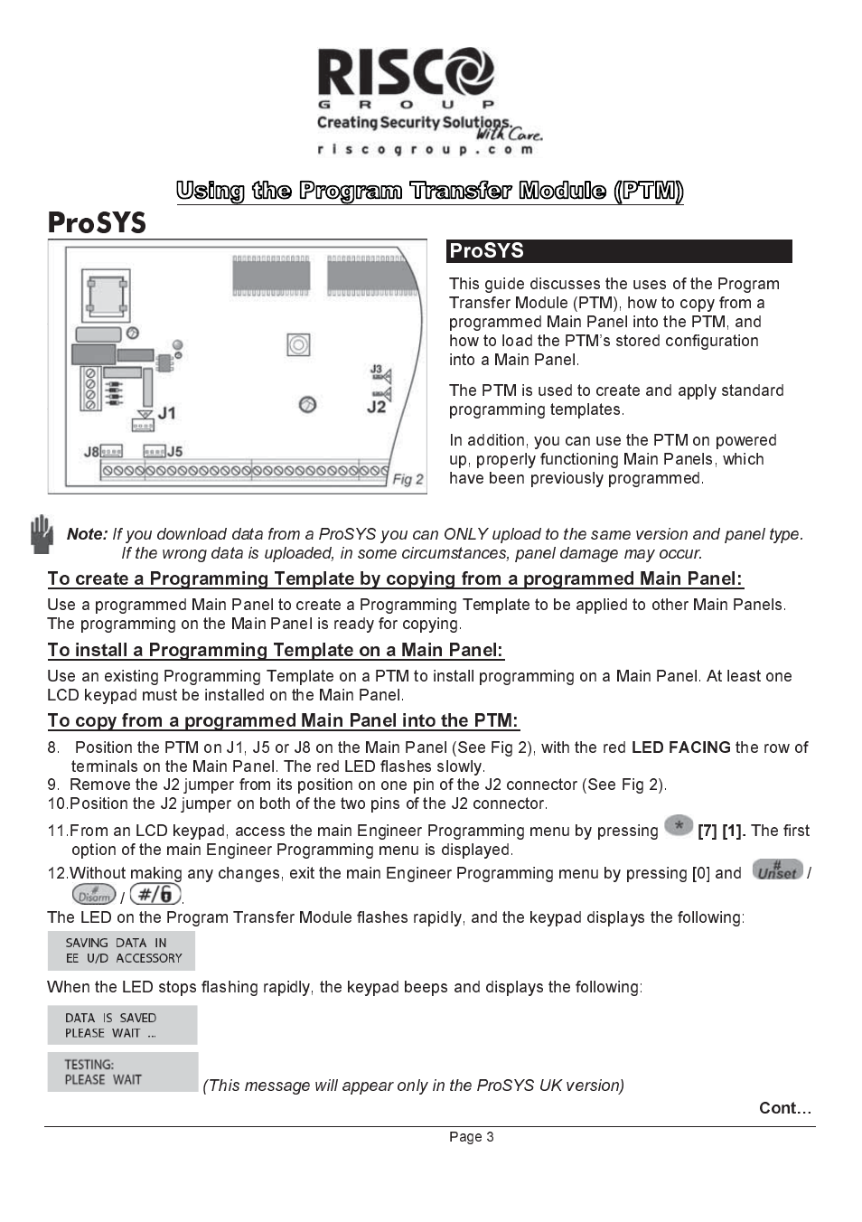 Prosys | RISCO Group ProSYS™ PTM User Manual | Page 3 / 4