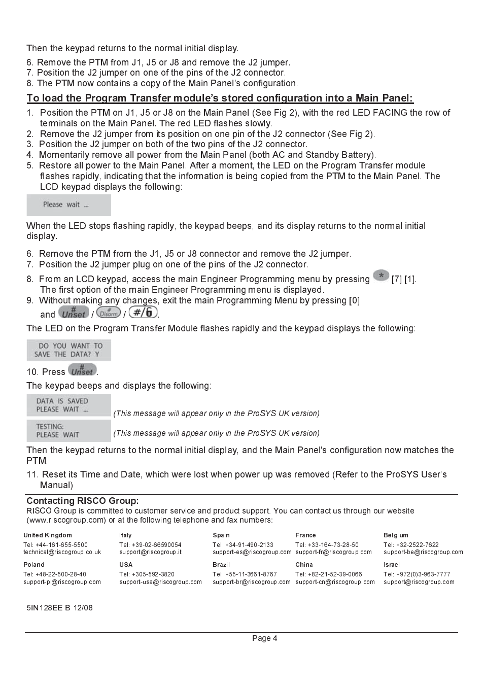 RISCO Group ProSYS™ PTM User Manual | Page 4 / 4