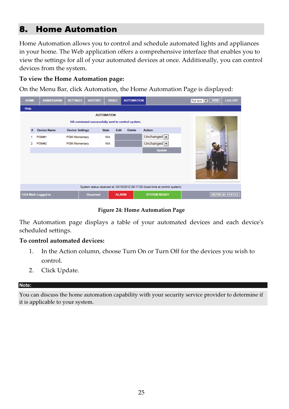 Home automation | RISCO Group RISCO Application Server User Manual | Page 25 / 32
