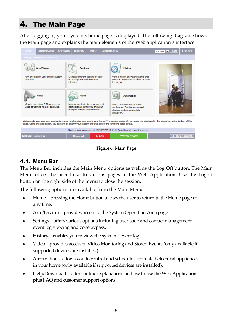 The main page | RISCO Group RISCO Application Server User Manual | Page 8 / 32
