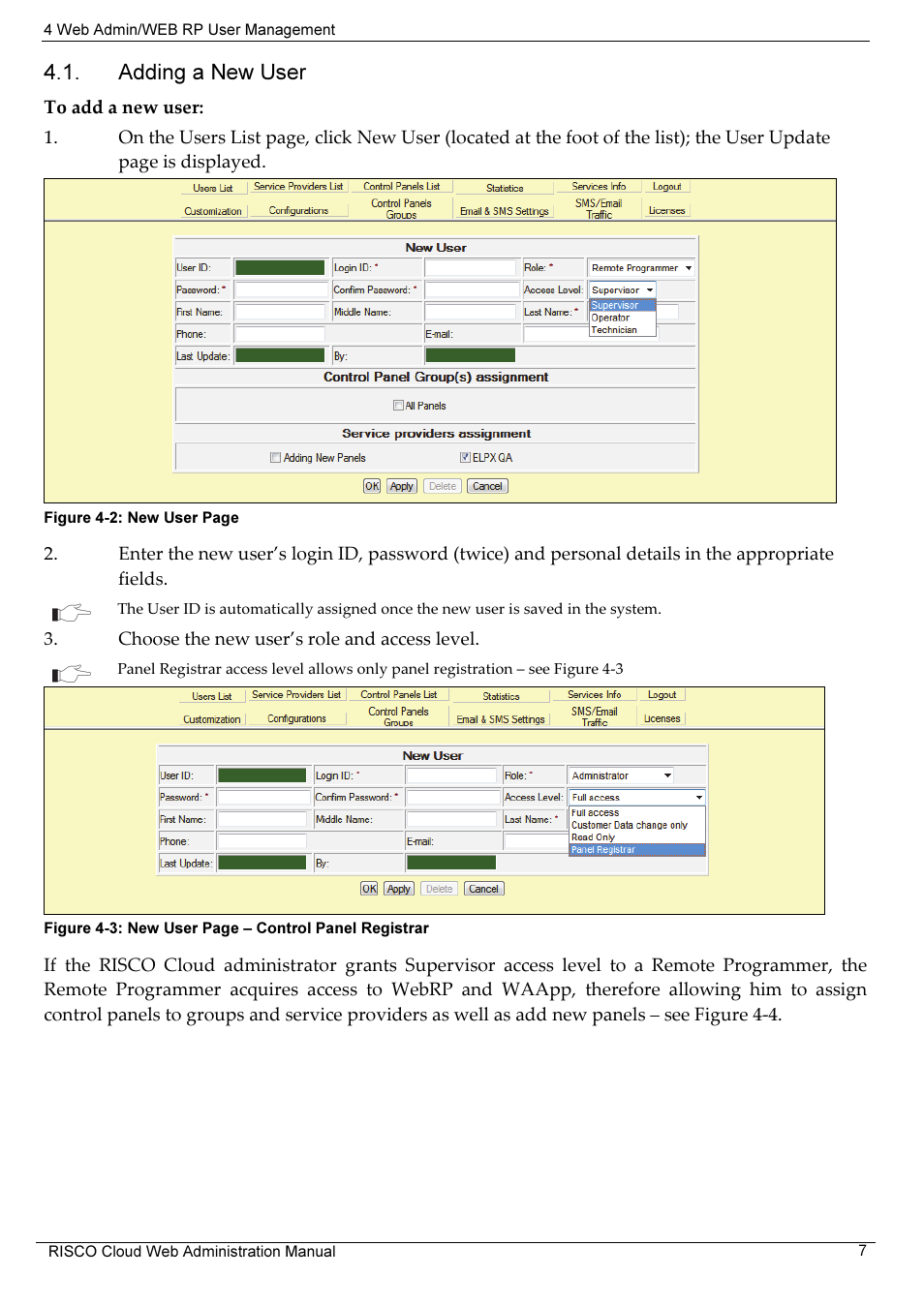 Adding a new user | RISCO Group RISCO Application Server User Manual | Page 11 / 72