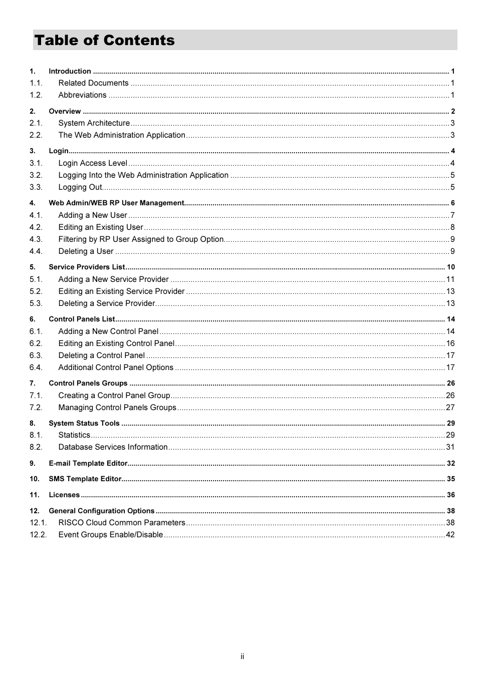 RISCO Group RISCO Application Server User Manual | Page 2 / 72