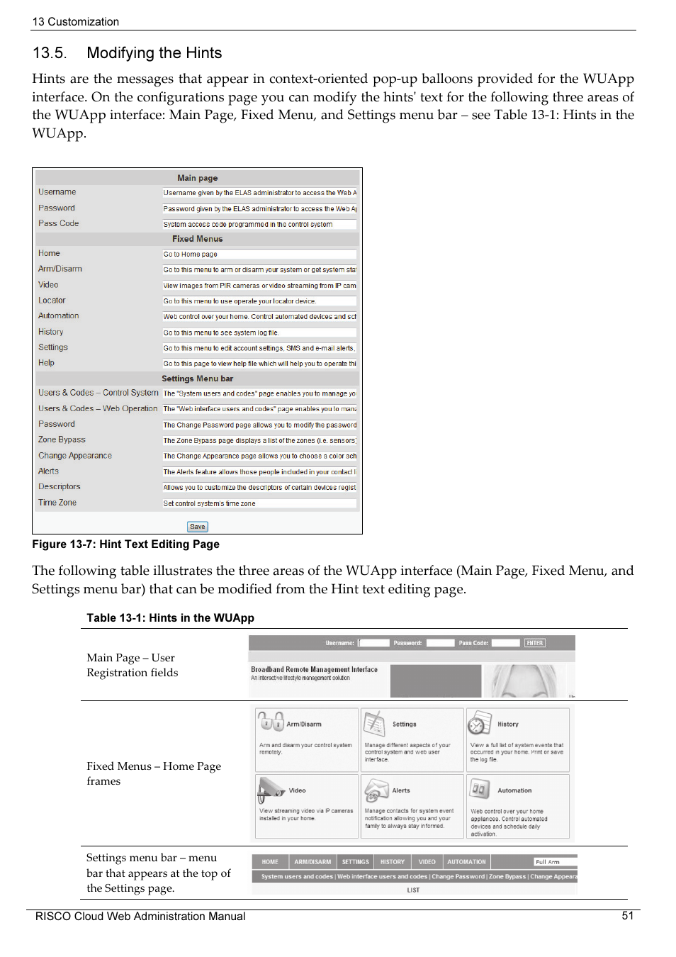 Modifying the hints | RISCO Group RISCO Application Server User Manual | Page 55 / 72