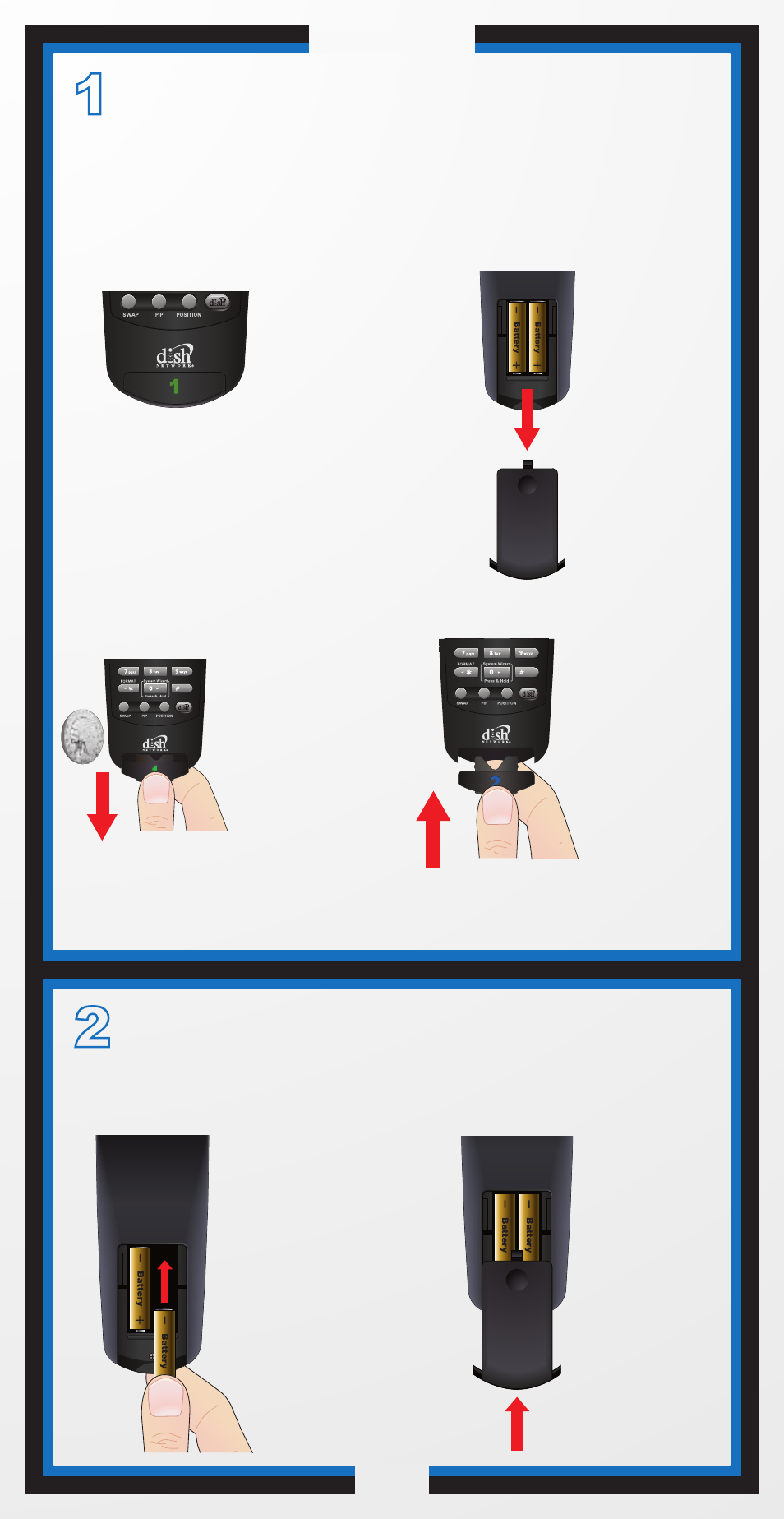 Verify the key, Insert the batteries | Dish Network 32.0 User Manual | Page 3 / 32