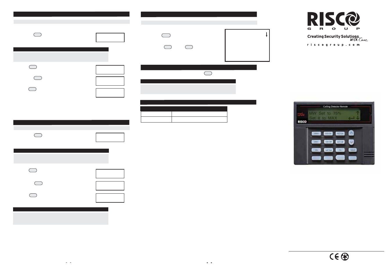 RISCO Group Industrial LuNAR User Manual | 2 pages