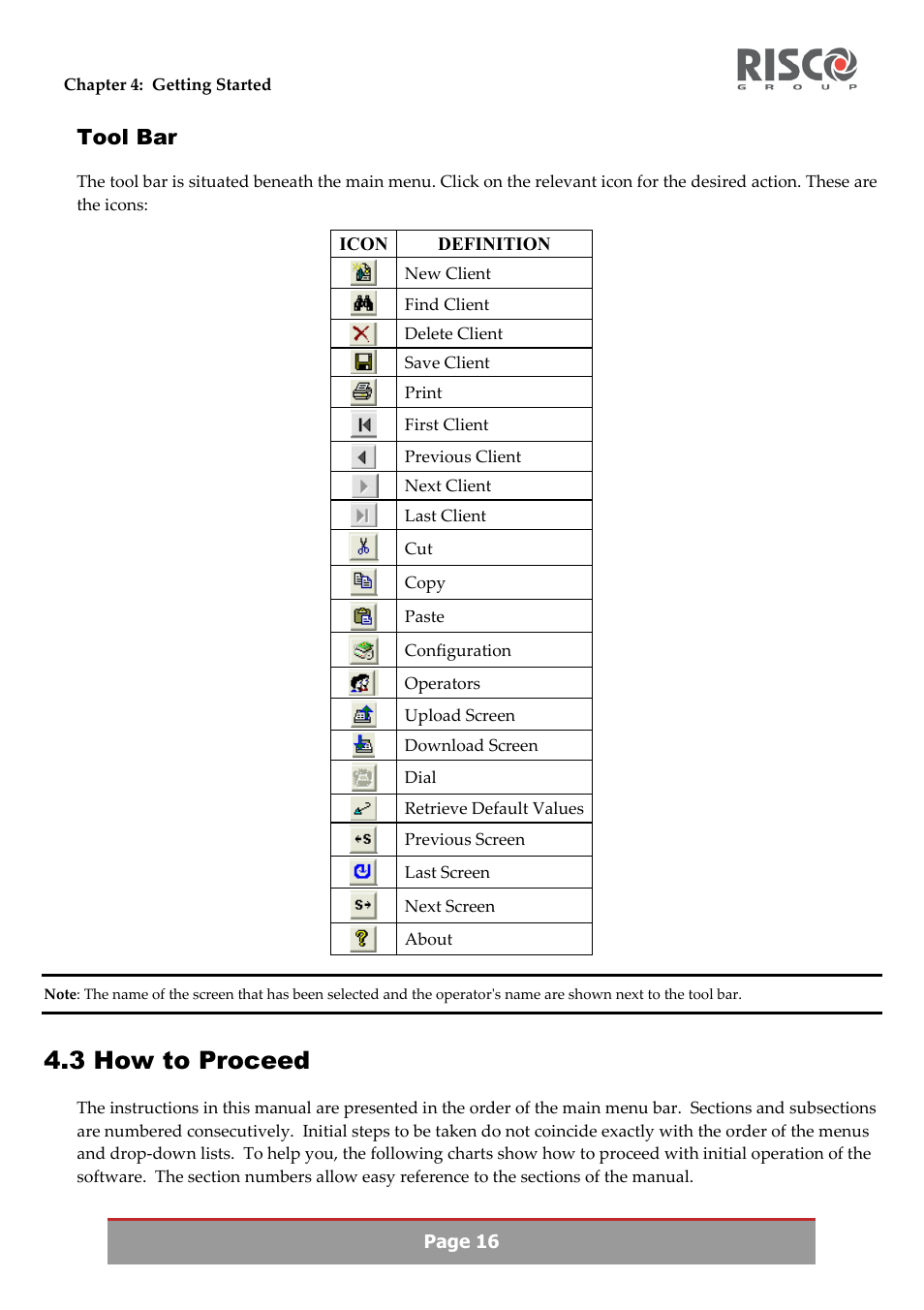 3 how to proceed, Tool bar | RISCO Group Upload/Download software User Manual | Page 19 / 48