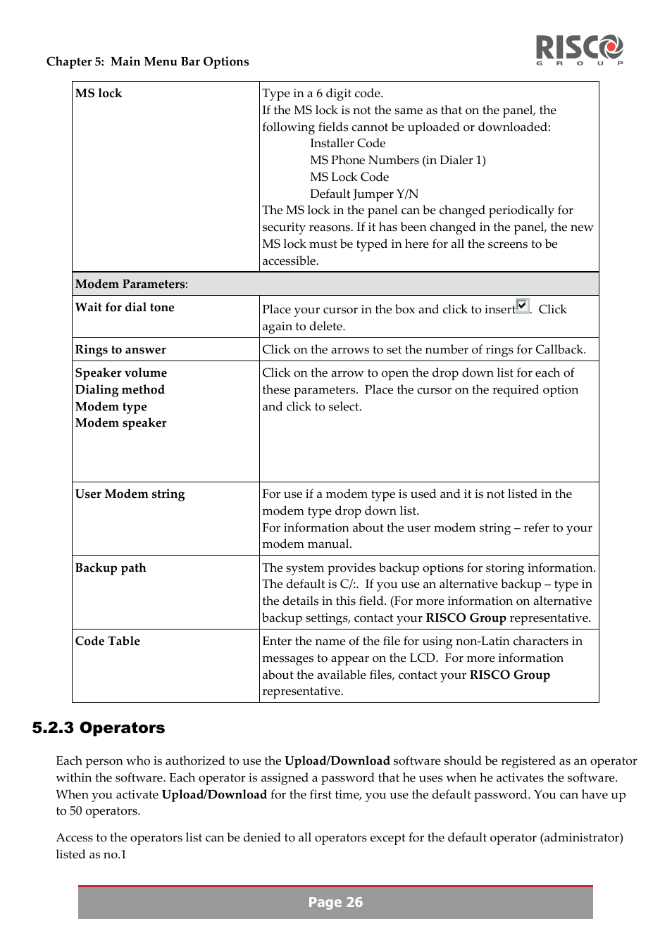 3 operators | RISCO Group Upload/Download software User Manual | Page 29 / 48