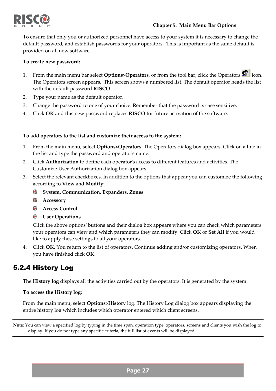 4 history log | RISCO Group Upload/Download software User Manual | Page 30 / 48