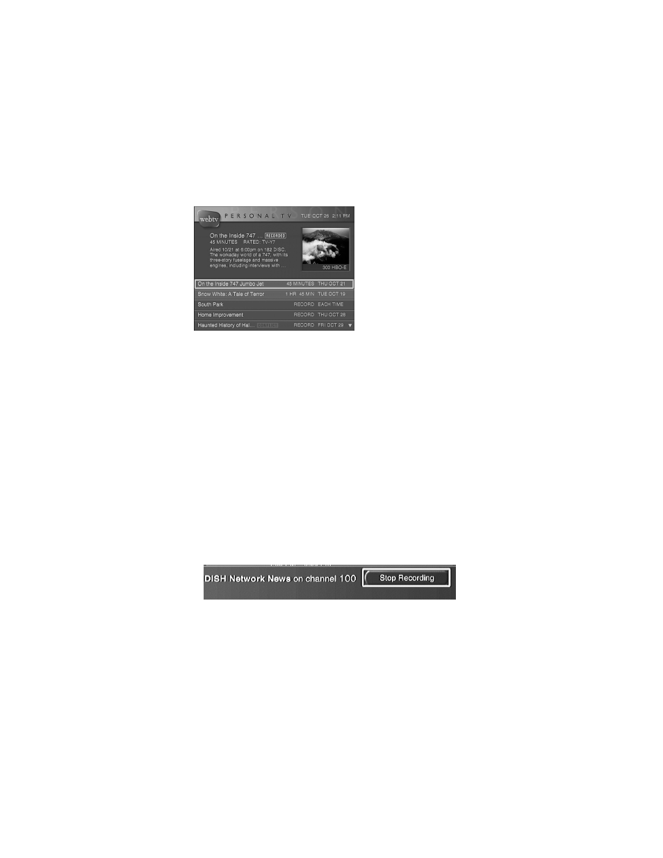 Recording a program on personal tv | Dish Network 500 User Manual | Page 9 / 40