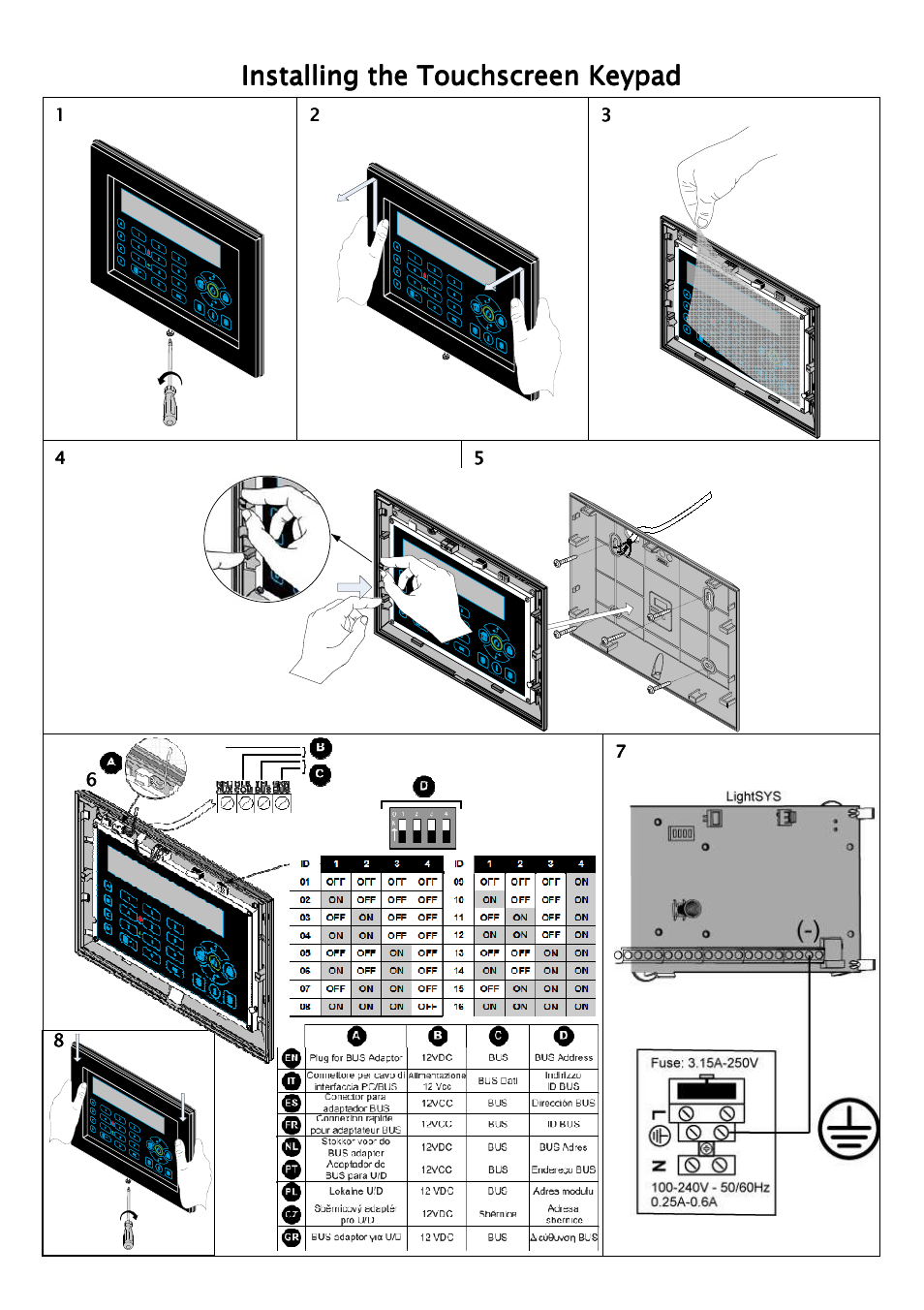Installing the touch | RISCO Group ProSYS KP User Manual | Page 2 / 40