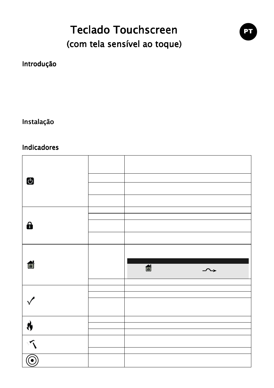 Teclado touchscreen, Com tela sensível ao toque) | RISCO Group ProSYS KP User Manual | Page 23 / 40