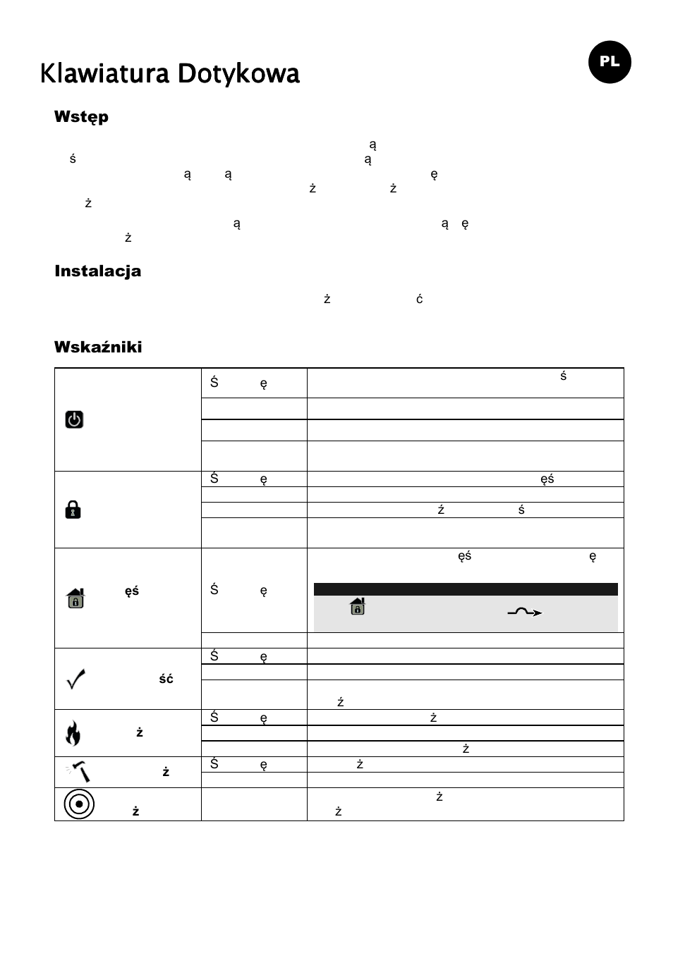 Klawiatura | RISCO Group ProSYS KP User Manual | Page 27 / 40