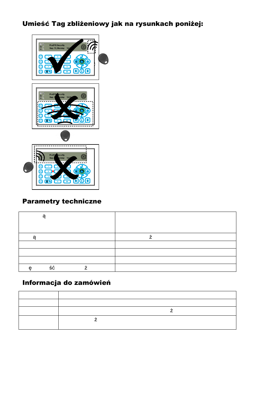 Informacja do zamówień | RISCO Group ProSYS KP User Manual | Page 30 / 40