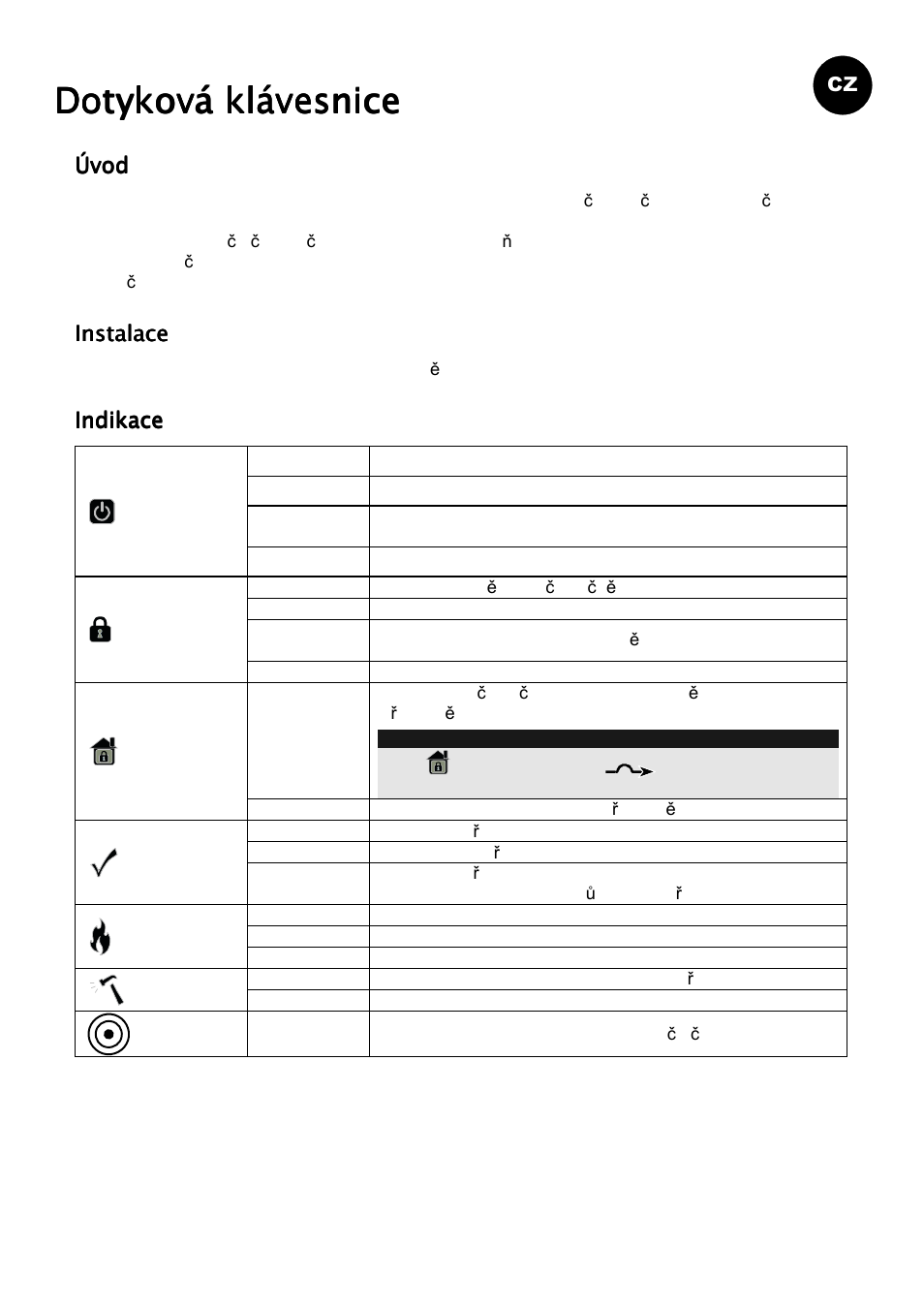 Dotyková klávesnice | RISCO Group ProSYS KP User Manual | Page 31 / 40