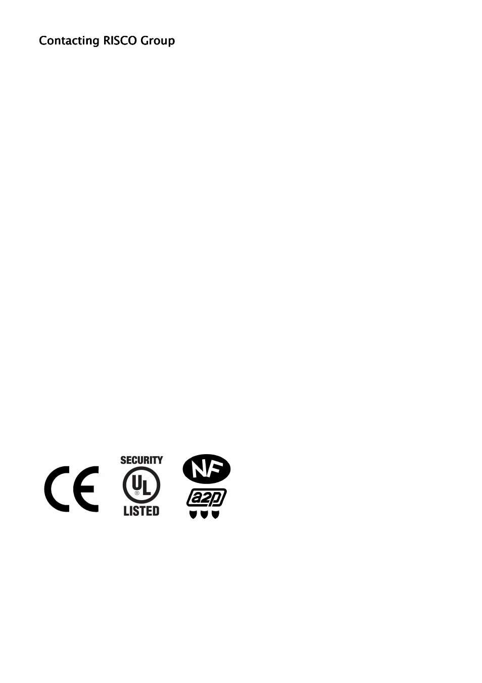 Contacting risco group | RISCO Group ProSYS KP User Manual | Page 40 / 40