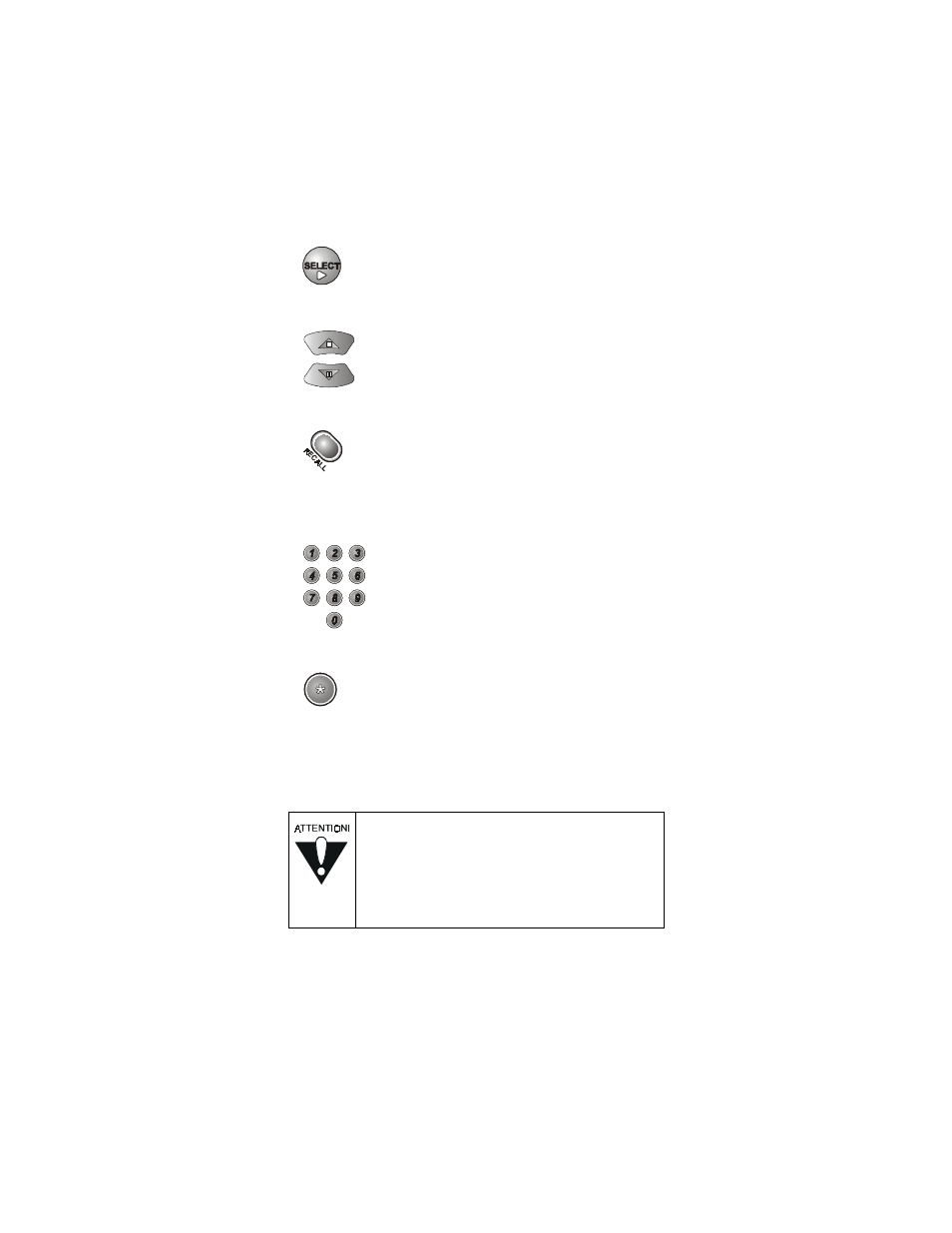 Select button, Up/down (arrow) buttons, Recall button | Number buttons, Star button, Aux (auxiliary) mode for tuner or amplifier | Dish Network 104333 User Manual | Page 13 / 32