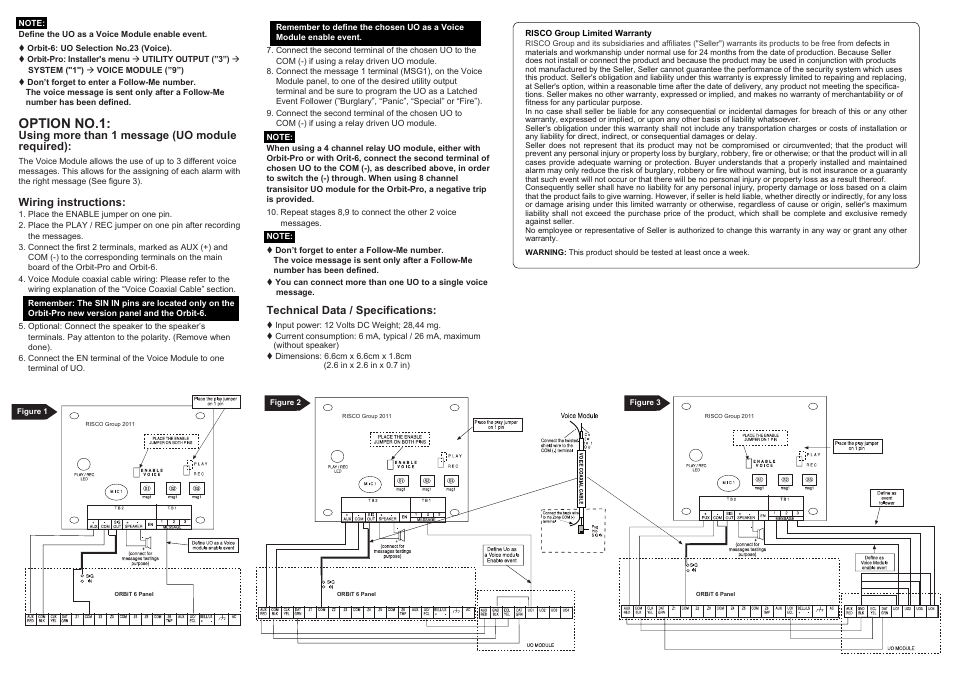 Option no.1 | RISCO Group Orbit RP200VC User Manual | Page 2 / 2