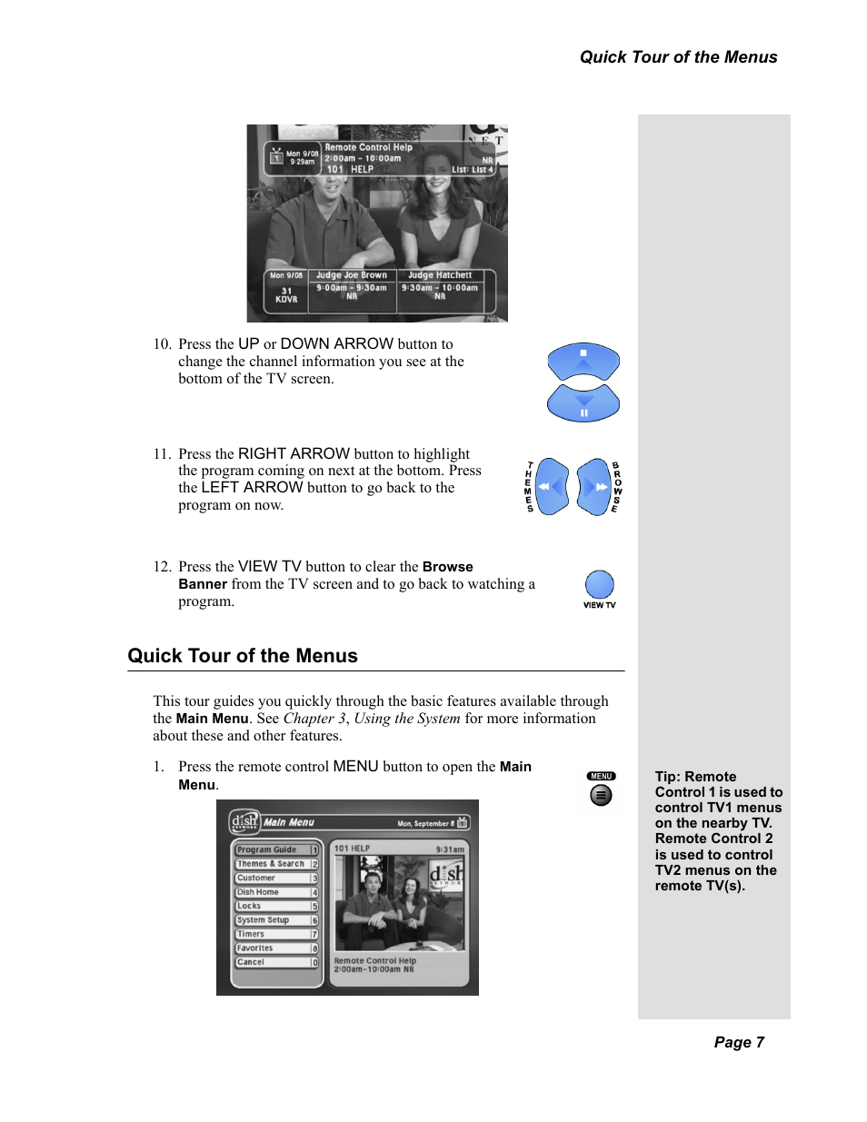 Quick tour of the menus | Dish Network Solo 351 User Manual | Page 12 / 138
