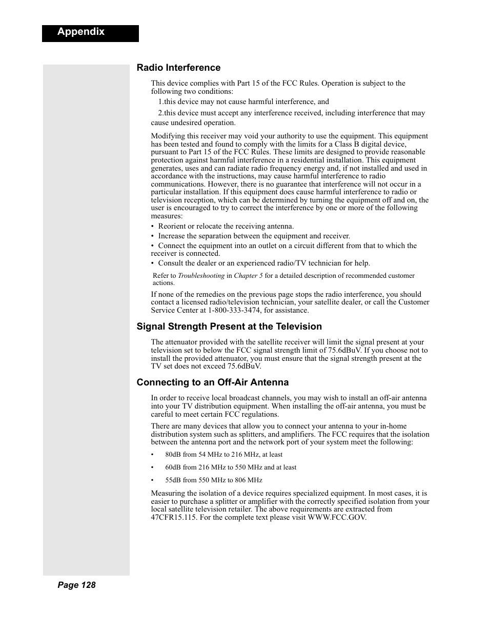 Appendix | Dish Network Solo 351 User Manual | Page 133 / 138