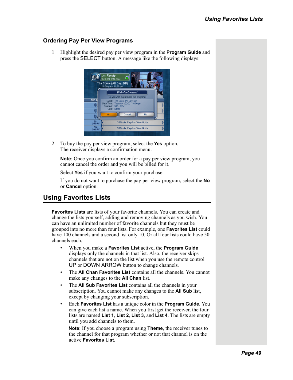 Using favorites lists | Dish Network Solo 351 User Manual | Page 54 / 138