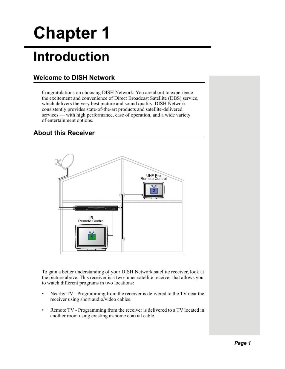 Chapter 1 - introduction, Welcome to dish network about this receiver, Chapter 1 | Introduction | Dish Network Solo 351 User Manual | Page 6 / 138